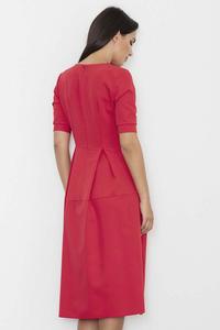 Red Elegant Short Sleeves Midi Dress