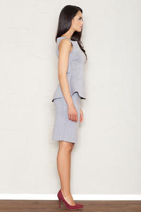 Grey Flecked Pencil Skirt with Hem Emblem