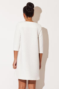 Ecru Quilted Winter Fall Loose Dress