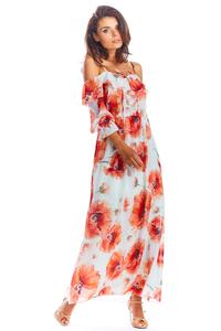 Maxi Dress Red Flowers Sleeveless